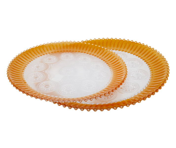 Set Of 2 Ambient Transparent,Gold PC Serving Trays Medium 28cm &amp; Large 32cm