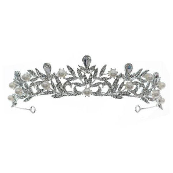 Olive Tree - Crystal and Pearl Styled Tiara 04 - Bridal / Formal Event