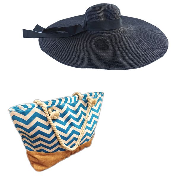 Cubana Sun Hat For Women Black + Tote Beach Bag Gibraltar