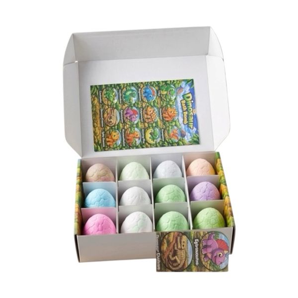 Kids Dinosaur Bath Bombs, 12 Surprise Egg Toys, Fun Bath Time Gift