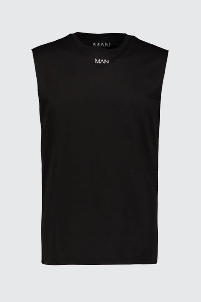 boohooMAN - Men's Man Reg Fit Gym Tank Vest Top - Black