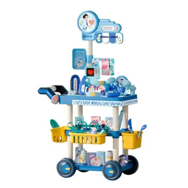 Kids Playhouse Medical Cart Doctor Role Play Set with Push Pull Wheels