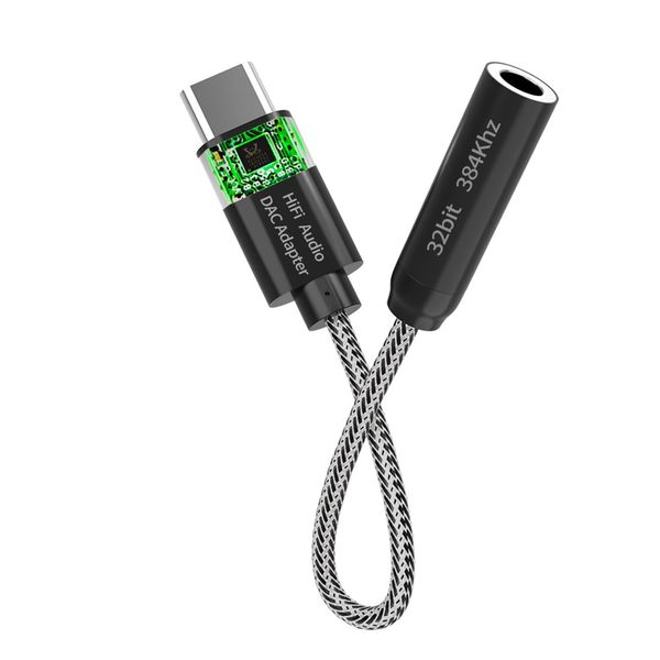 32bit 384kHz DAC USB Type C to 3.5mm Earphone Headphone Jack Adapter Cable