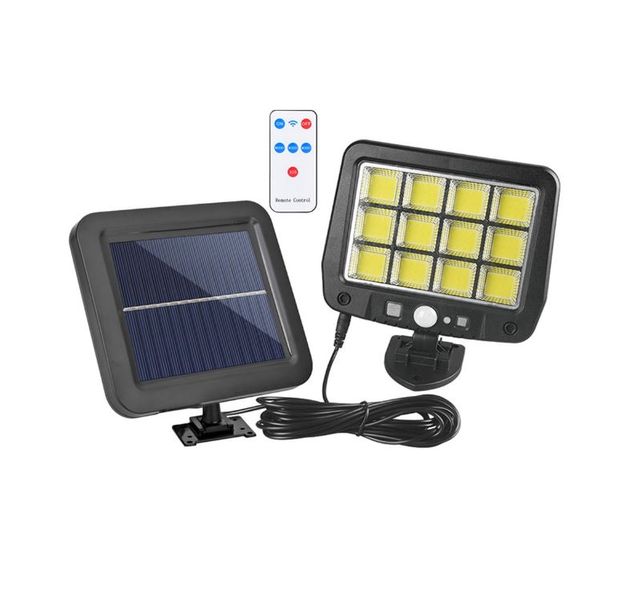 X-F144-12 Solar Powered Sensor Motion COB Light With Solar Panel + Remote