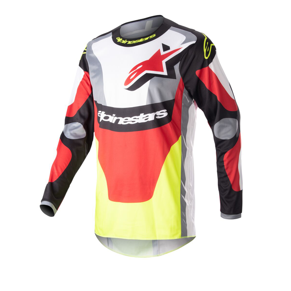 Alpinestars 2023 Fluid Agent Jersey Black/Mars Red/Yellow Fluo