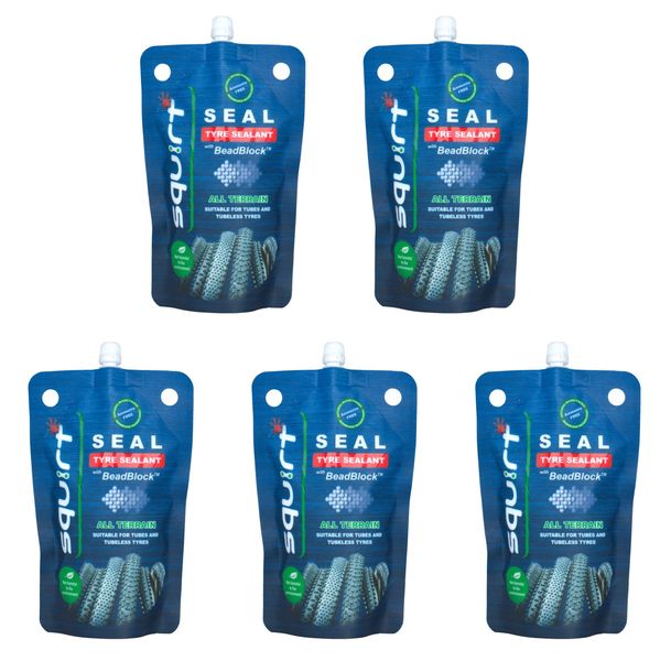 Squirt SEAL Tyre Sealant - 5x120ml Easyfill Pouch with BeadBlock Particles