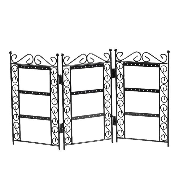 72 Holes 3 Fans Panels Screen Folding Metal Earrings Studs Display Rack