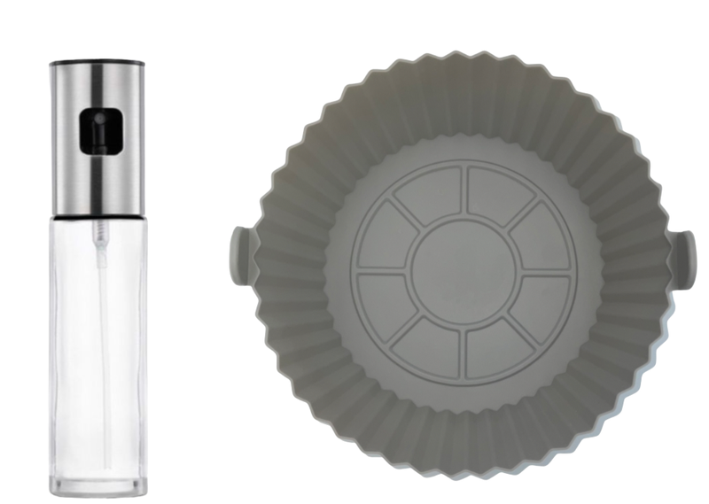 Washable Air Fryer Silicone Floppy Liners With Added Oil Spray Bottle