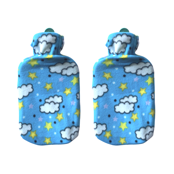 2-Pack Soft Fleece Hot Water Bottles - Blue Sky