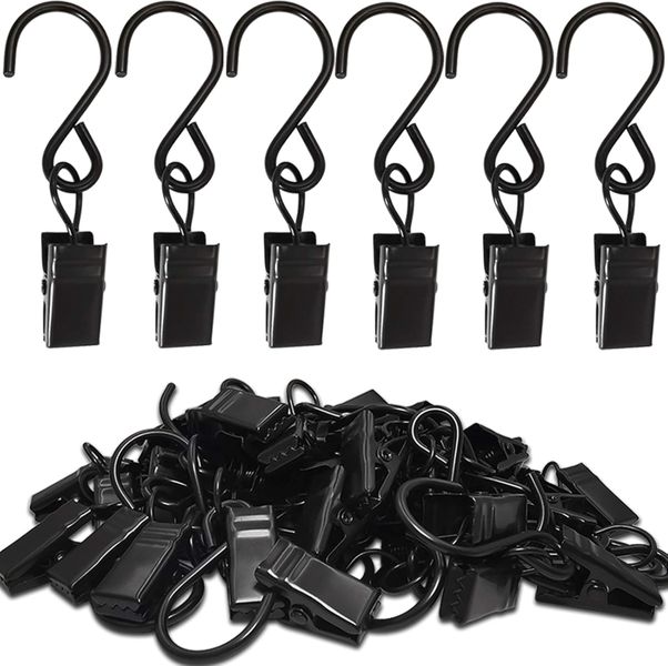 Stainless Steel S Hooks Curtain Clips, 20 Pack Hanging Lights Clips Hangers