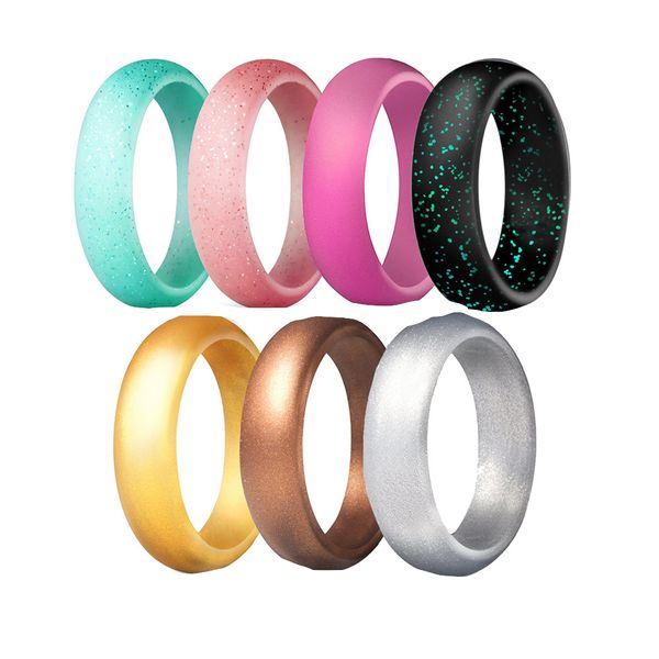 Silicone Rings Set of 7 Glitter mix