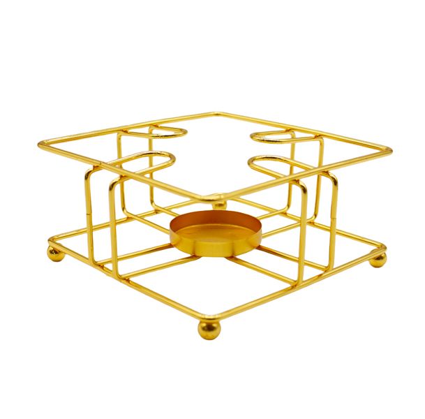 Multi Purpose Tea Pot Steamer / Candle Holder Gold ( Squared Shape)