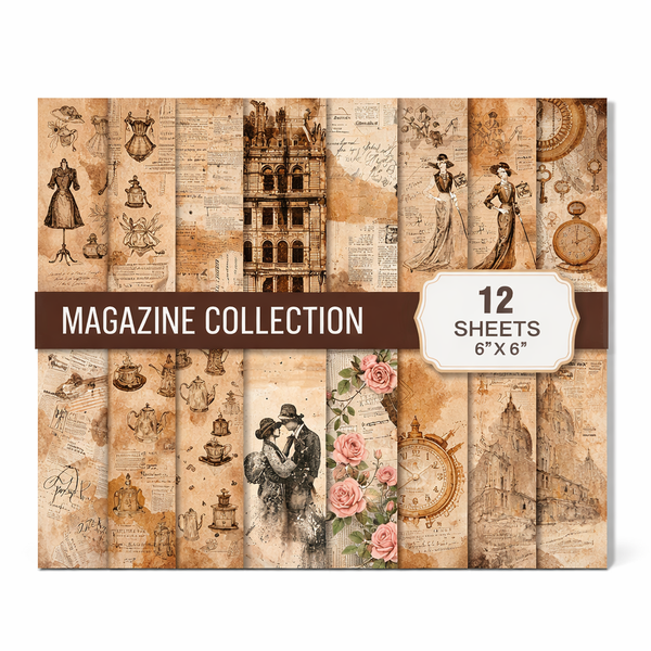 Magazine Collection Scrapbook Set - Brown