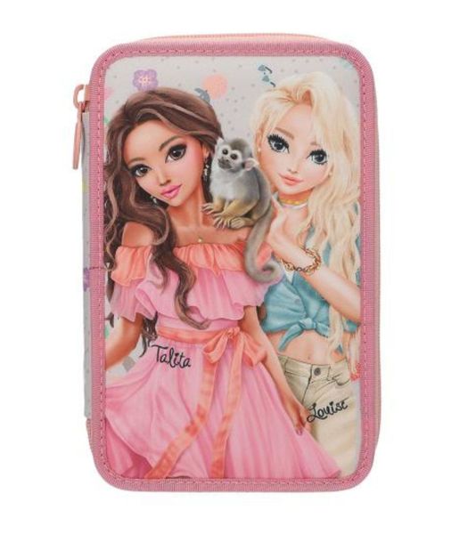 Top Model Triple Filled Pencil Case (2 x girls with monkey)