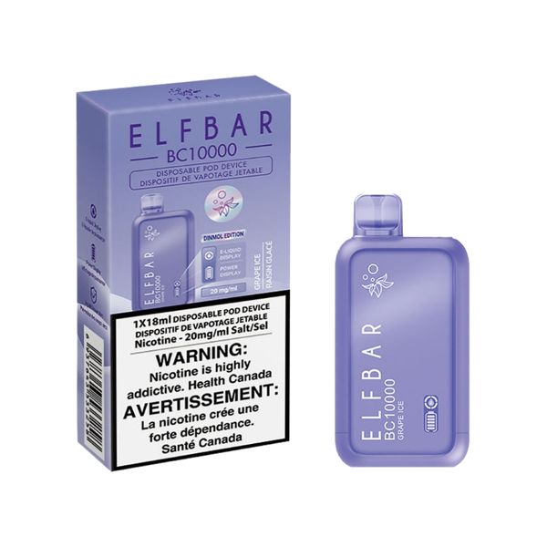 ElfBar BC10000 Disposable Vape - Grape Ice (Pack of 4)