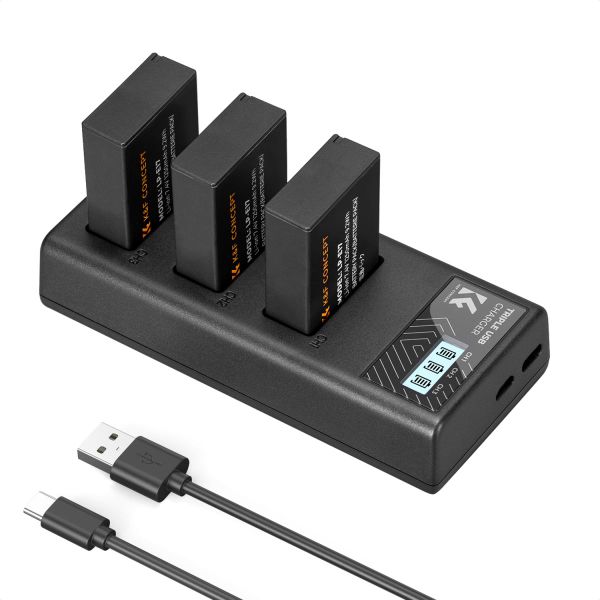 K&amp;F Concept 3 Pack LP-E17 Batteries &amp; LCD Charger compatible with Canon