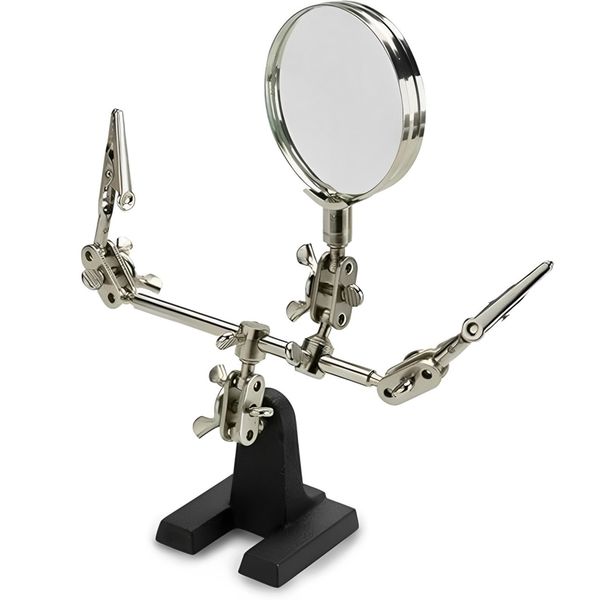 Helping Hand Magnifier Rotatable Lens With 2 Adjustable Alligator Clips