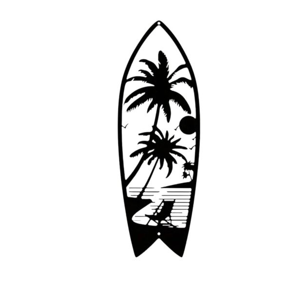 Black Metal Surfboard Wall Art