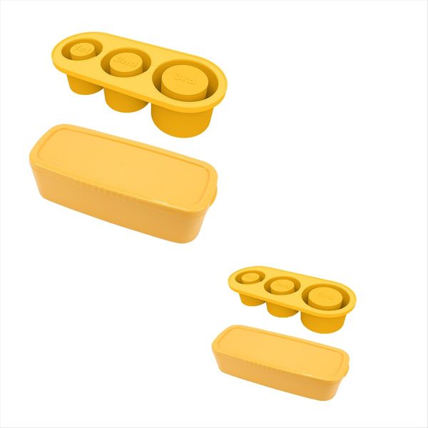 Silicone Ice Square Tray With Lid For 20-40Oz Tumblers For Mug Yellow