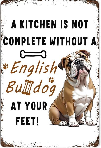 Funny Bulldog Metal Sign - Kitchen Wall Decor for Dog Lovers
