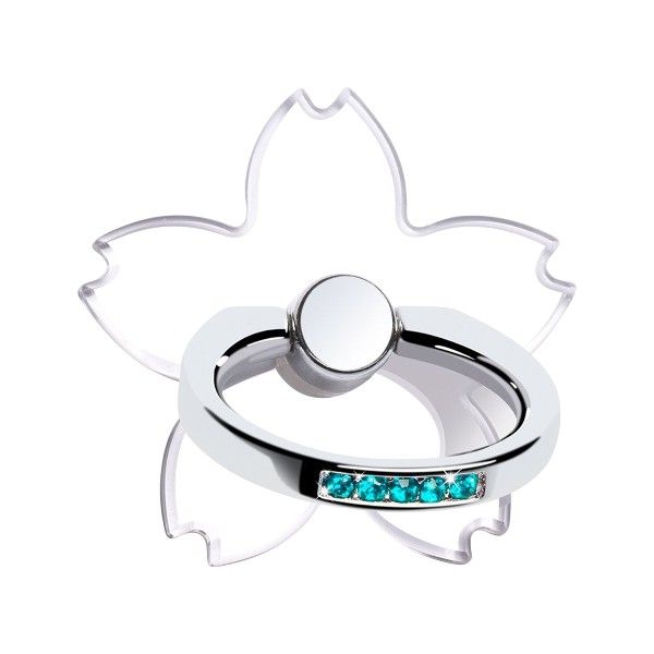 Flower Mobile Phone Ring Buckle - Blue Finger Grip - Transparent