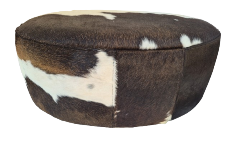 Nguni Black, Brown and White Oval Non-Storage Ottoman