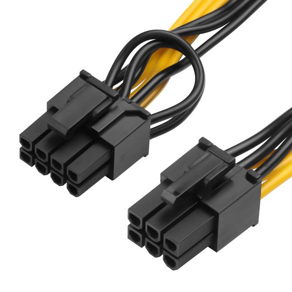 SlingTech PCIE 6 Pin Male To 8 Pin (6+2) Male GPU Power Cable- 20cm