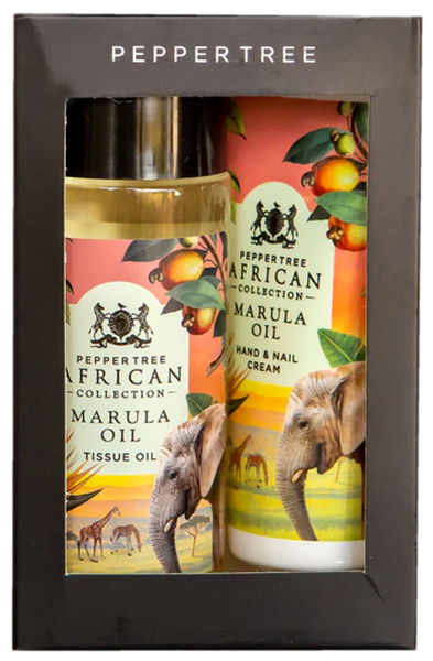 Pepper Tree African Marula Hand &amp; Nail Cream &amp; Tissue Oil Gift Set