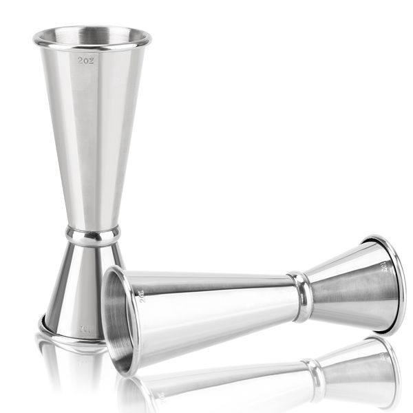 Rolled Edge 304 Stainless Steel Double Headed Wine Measuring Cup - 2 Piece
