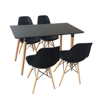 Rectangle Table with 4 Chairs - Black