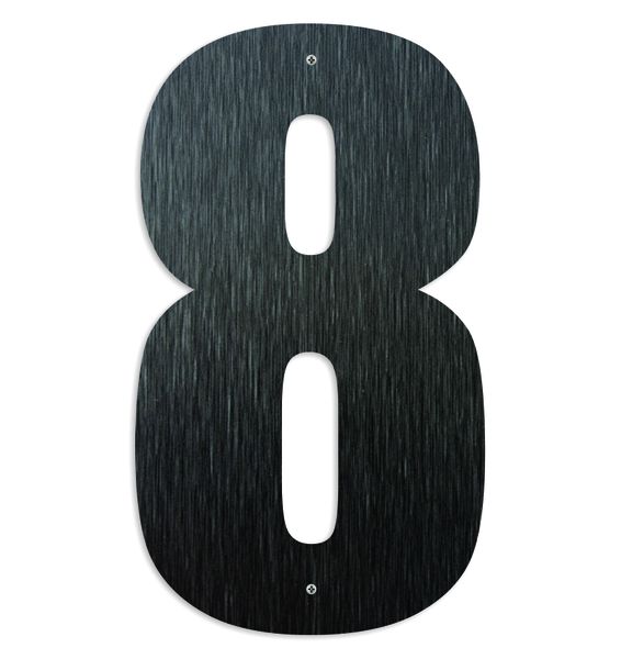 House Number 8 Black Brushed Steel