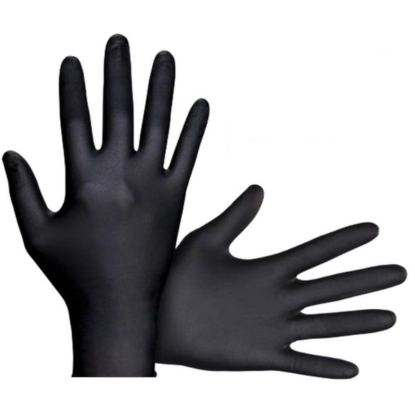 Tuff Gloves - Heavy Duty Black Nitrile Gloves (Pack of 10 Gloves / 5 Pairs)