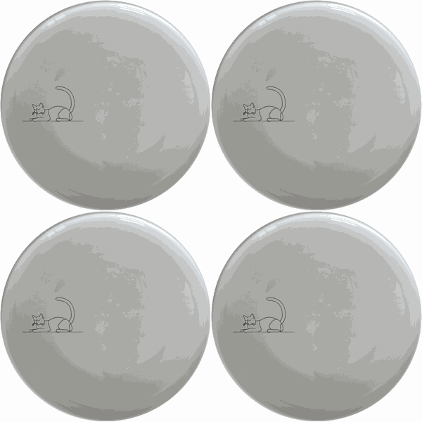 Lazy Stretching Cat Dinner Plate Set of 4 - Range 1