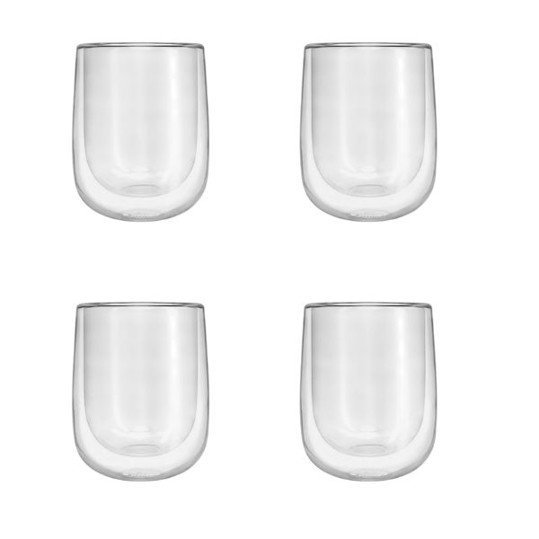 4Pcs 250ml High-Quality Borosilicate Double Wall Glass Cup Set- Transparent