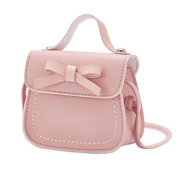 Little Girls Adjustable Shoulder Bag Cute Bow Crossbody Purse - Pink