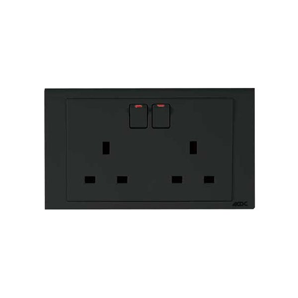 Acdc - 2X 13A 3Pin Uk Switched 3X6 Socket Black image