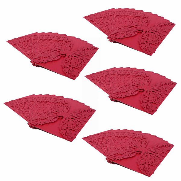 50Pcs/Set Carved Butterflies Invitation Card For Wedding Red