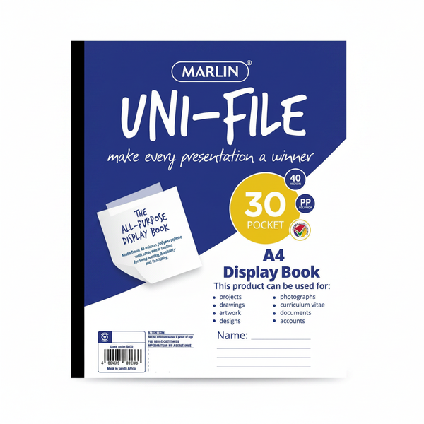 Marlin A4 Display Book with 30 Clear Pockets for Document Storage