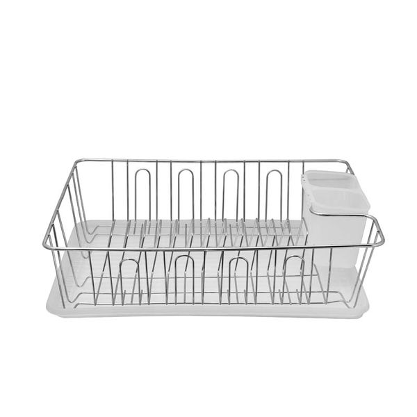 White Chrome Dish Rack With Tray