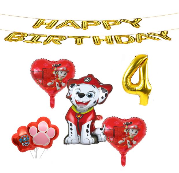 Paw Patrol Balloon Set 4 Marshall Gold