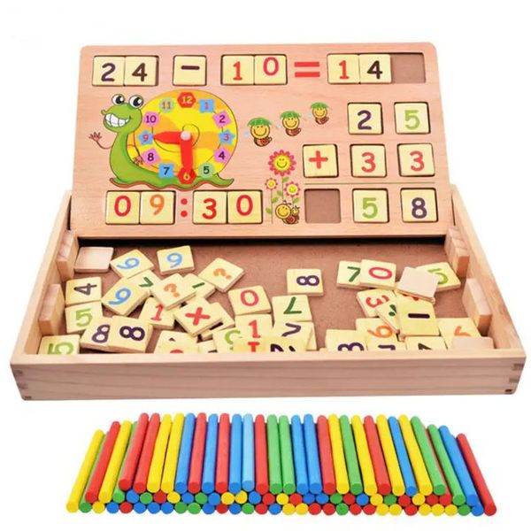 Educational Toy Math Number Counting and Time Wooden Box for Kids B4335