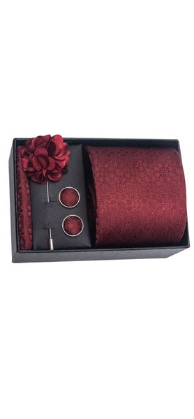 AlanKing 1 Set Gift Box Men's Jacquard Red Floral Tie
