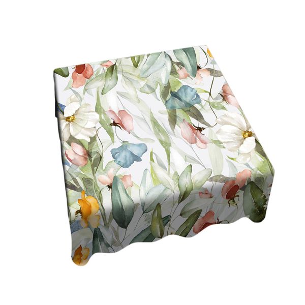 Blue Green Flower Vines Square Tablecloth by Mark van Vuuren
