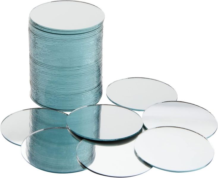 Craft Mini Round Glass Mirrors,Circle Mirrors for Project Decoration(2.5cm)