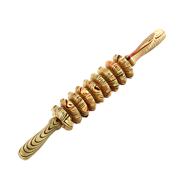 Wooden Nine Wheel Abdominal Massage Roller Manual Push Back