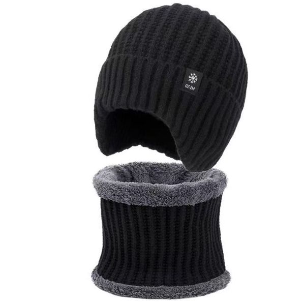 Winter Beanie with Earflap Neck Warmer Set for Men Women, Outdoor Warm Hat