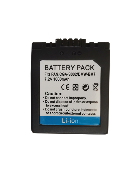 1000mAh Lithium-Ion Battery Pack for Panasonic CGA-S002/DMW-BM7 Camera etc.