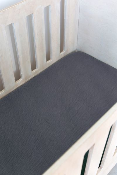 Blue Grey Muslin Cot Fitted Sheet image