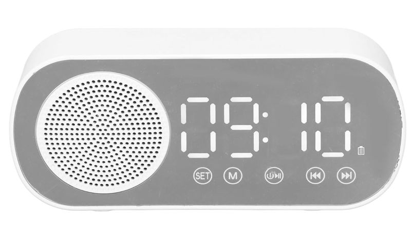 Digital Alarm Clock, Portable BT5.0 Speaker Mirror Clock, Electric Bedside