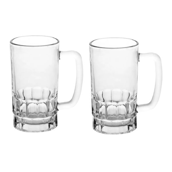 Beer Mug 350ml Clear with Handle - 2 Piece